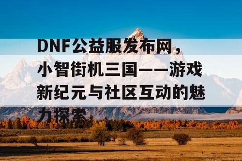 DNF公益服发布网，小智街机三国——游戏新纪元与社区互动的魅力探索