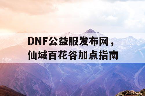 DNF公益服发布网，仙域百花谷加点指南