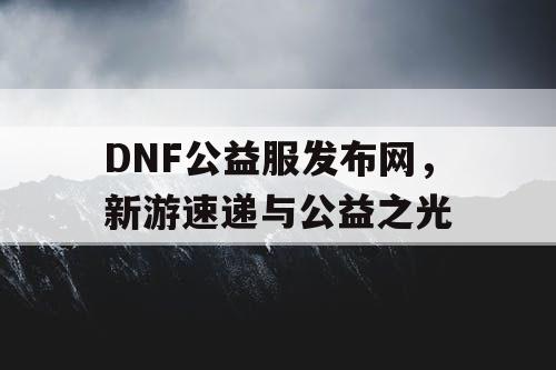 DNF公益服发布网，新游速递与公益之光