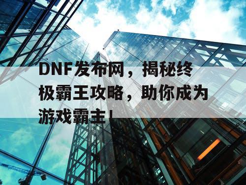 DNF发布网，揭秘终极霸王攻略，助你成为游戏霸主！